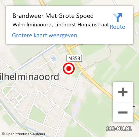 Locatie op kaart van de 112 melding: Brandweer Met Grote Spoed Naar Wilhelminaoord, Linthorst Homanstraat op 7 september 2023 18:02
