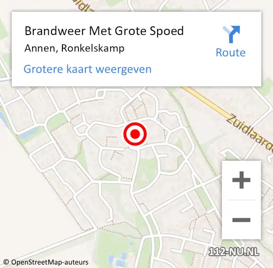 Locatie op kaart van de 112 melding: Brandweer Met Grote Spoed Naar Annen, Ronkelskamp op 7 september 2023 18:14