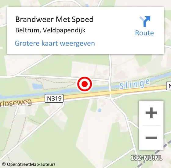 Locatie op kaart van de 112 melding: Brandweer Met Spoed Naar Beltrum, Veldpapendijk op 7 september 2023 18:18