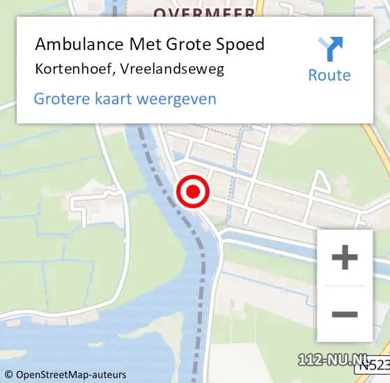 Locatie op kaart van de 112 melding: Ambulance Met Grote Spoed Naar Kortenhoef, Vreelandseweg op 7 september 2023 18:30