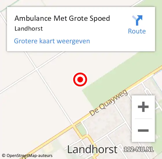 Locatie op kaart van de 112 melding: Ambulance Met Grote Spoed Naar Landhorst op 7 september 2023 18:38