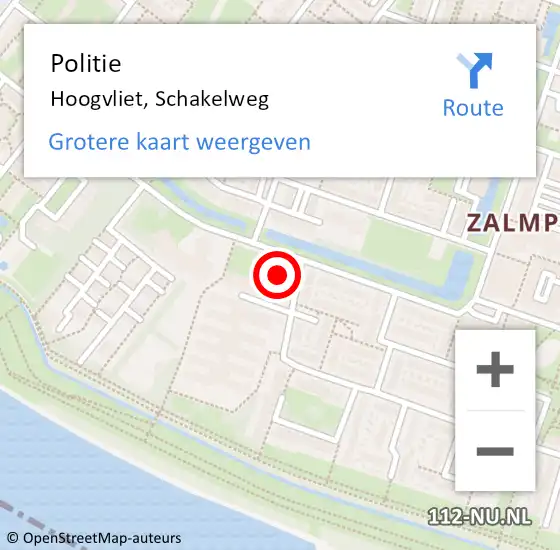 Locatie op kaart van de 112 melding: Politie Hoogvliet, Schakelweg op 7 september 2023 18:57