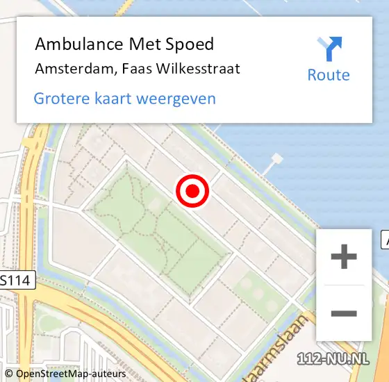 Locatie op kaart van de 112 melding: Ambulance Met Spoed Naar Amsterdam, Faas Wilkesstraat op 7 september 2023 19:10