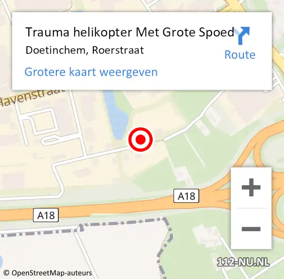 Locatie op kaart van de 112 melding: Trauma helikopter Met Grote Spoed Naar Doetinchem, Roerstraat op 7 september 2023 19:12