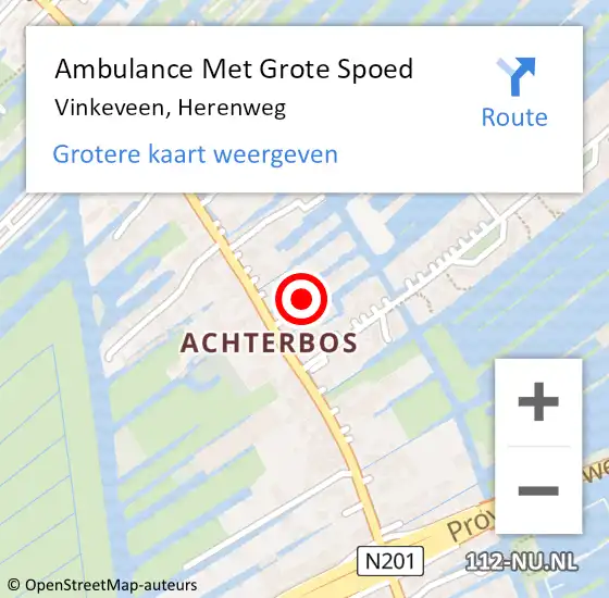 Locatie op kaart van de 112 melding: Ambulance Met Grote Spoed Naar Vinkeveen, Herenweg op 7 september 2023 19:17
