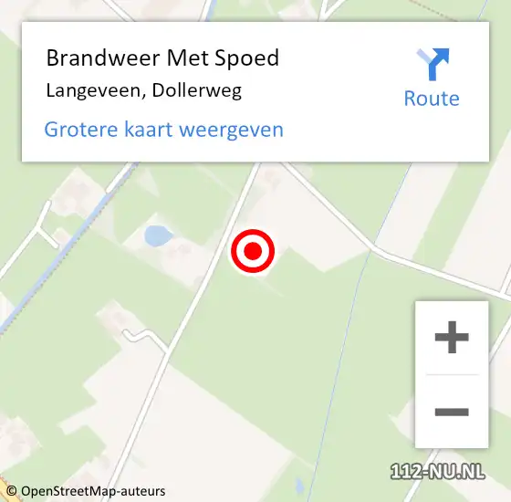 Locatie op kaart van de 112 melding: Brandweer Met Spoed Naar Langeveen, Dollerweg op 7 september 2023 19:28