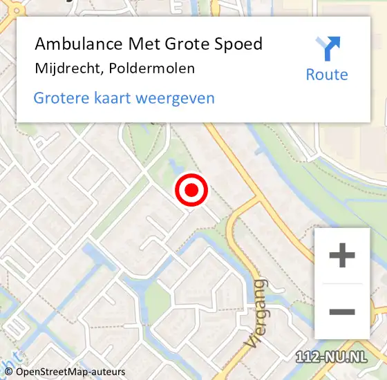 Locatie op kaart van de 112 melding: Ambulance Met Grote Spoed Naar Mijdrecht, Poldermolen op 7 september 2023 19:30