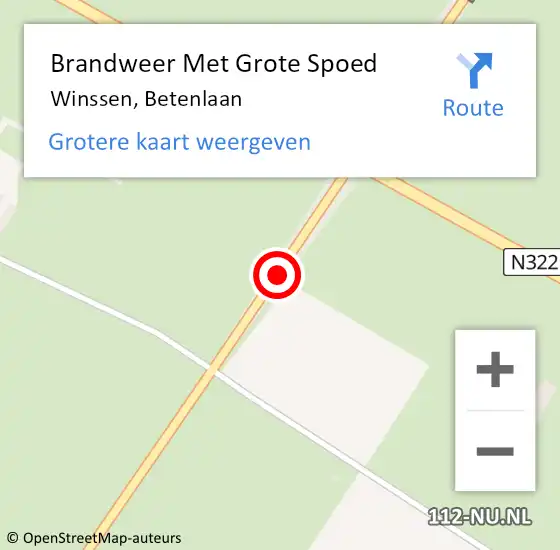 Locatie op kaart van de 112 melding: Brandweer Met Grote Spoed Naar Winssen, Betenlaan op 7 september 2014 11:40