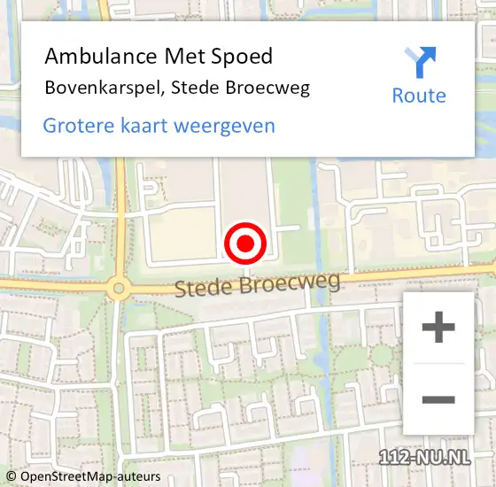 Locatie op kaart van de 112 melding: Ambulance Met Spoed Naar Bovenkarspel, Stede Broecweg op 7 september 2023 19:44