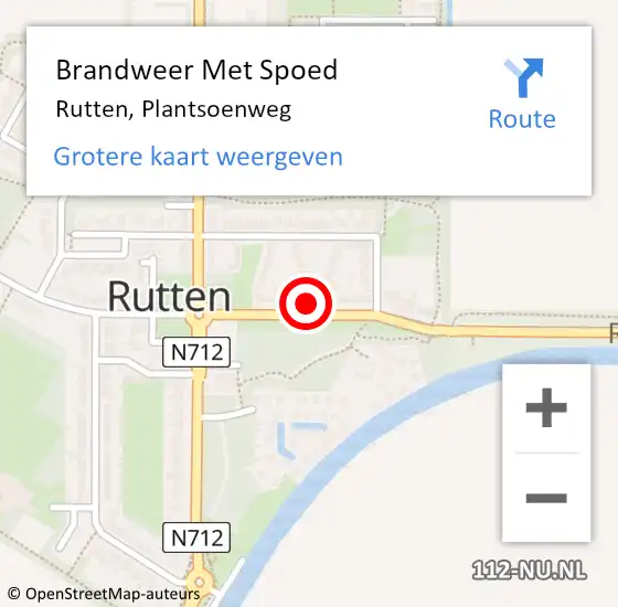 Locatie op kaart van de 112 melding: Brandweer Met Spoed Naar Rutten, Plantsoenweg op 7 september 2023 19:48