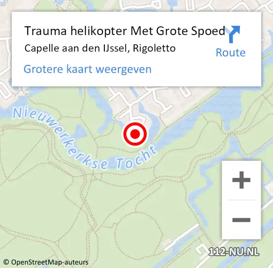 Locatie op kaart van de 112 melding: Trauma helikopter Met Grote Spoed Naar Capelle aan den IJssel, Rigoletto op 7 september 2023 19:53