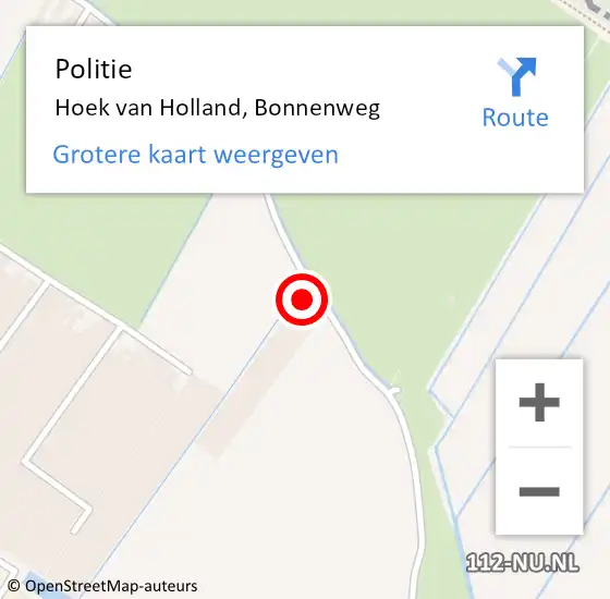 Locatie op kaart van de 112 melding: Politie Hoek van Holland, Bonnenweg op 7 september 2023 20:01
