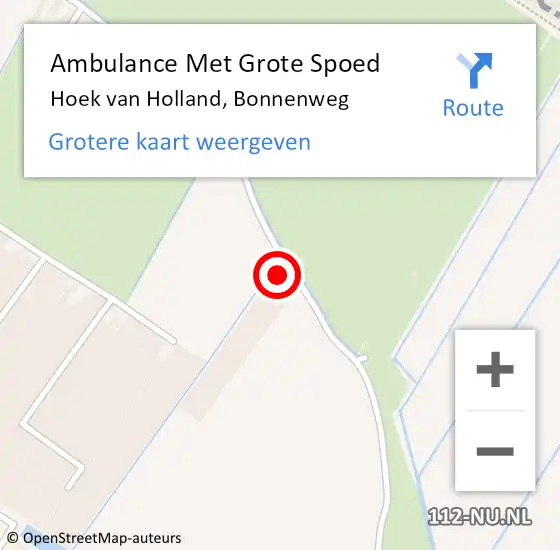 Locatie op kaart van de 112 melding: Ambulance Met Grote Spoed Naar Hoek van Holland, Bonnenweg op 7 september 2023 20:01