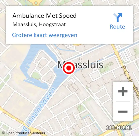 Locatie op kaart van de 112 melding: Ambulance Met Spoed Naar Maassluis, Hoogstraat op 7 september 2023 20:22