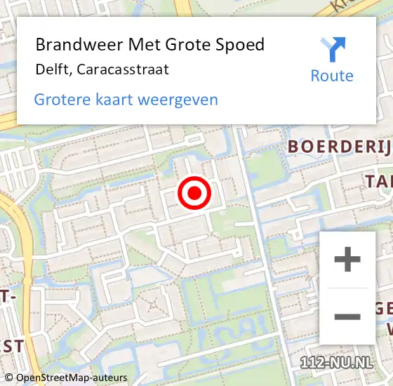 Locatie op kaart van de 112 melding: Brandweer Met Grote Spoed Naar Delft, Caracasstraat op 7 september 2023 20:33