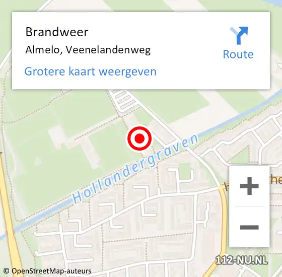 Locatie op kaart van de 112 melding: Brandweer Almelo, Veenelandenweg op 7 september 2023 20:40
