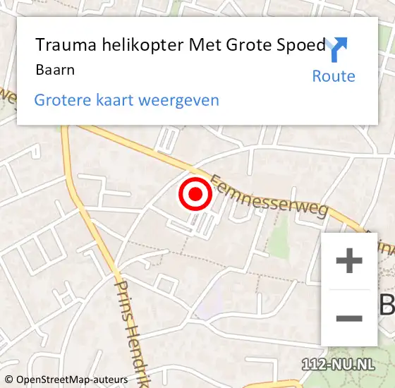 Locatie op kaart van de 112 melding: Trauma helikopter Met Grote Spoed Naar Baarn op 7 september 2023 20:53