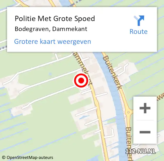 Locatie op kaart van de 112 melding: Politie Met Grote Spoed Naar Bodegraven, Dammekant op 7 september 2023 21:02