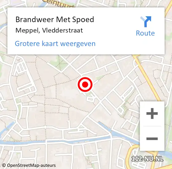 Locatie op kaart van de 112 melding: Brandweer Met Spoed Naar Meppel, Vledderstraat op 7 september 2014 11:52