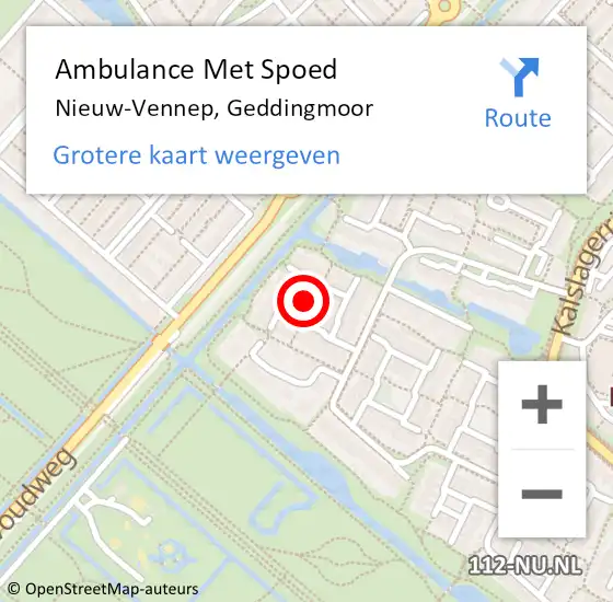 Locatie op kaart van de 112 melding: Ambulance Met Spoed Naar Nieuw-Vennep, Geddingmoor op 7 september 2023 21:17