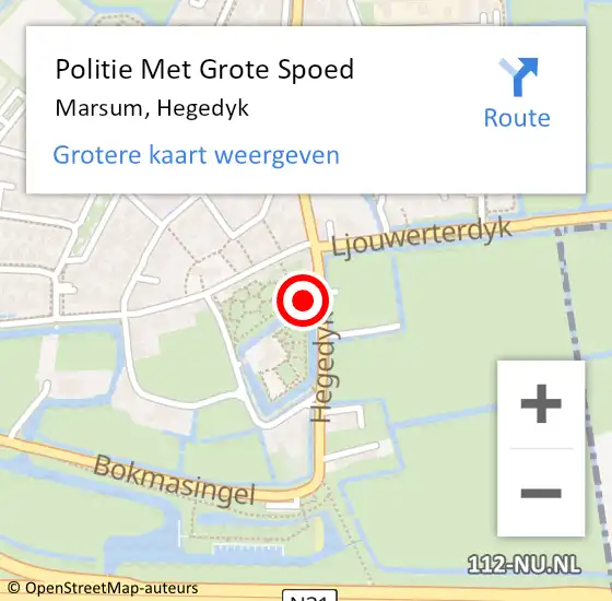 Locatie op kaart van de 112 melding: Politie Met Grote Spoed Naar Marsum, Hegedyk op 7 september 2023 21:45