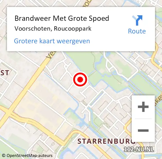 Locatie op kaart van de 112 melding: Brandweer Met Grote Spoed Naar Voorschoten, Roucooppark op 7 september 2023 21:50