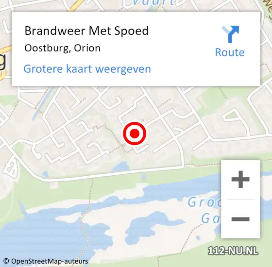 Locatie op kaart van de 112 melding: Brandweer Met Spoed Naar Oostburg, Orion op 7 september 2023 21:52