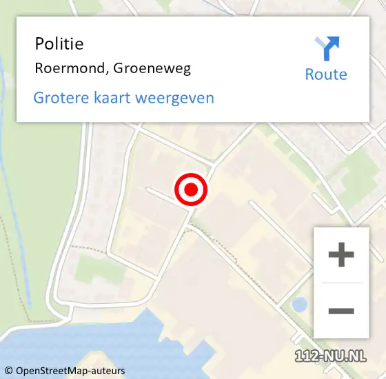 Locatie op kaart van de 112 melding: Politie Roermond, Groeneweg op 7 september 2023 21:59