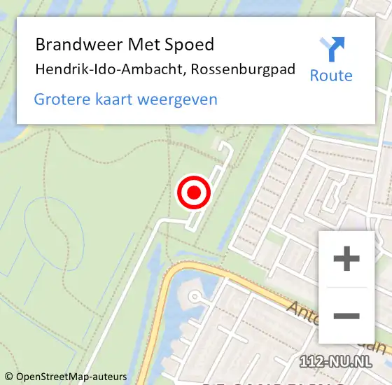Locatie op kaart van de 112 melding: Brandweer Met Spoed Naar Hendrik-Ido-Ambacht, Rossenburgpad op 7 september 2023 22:10