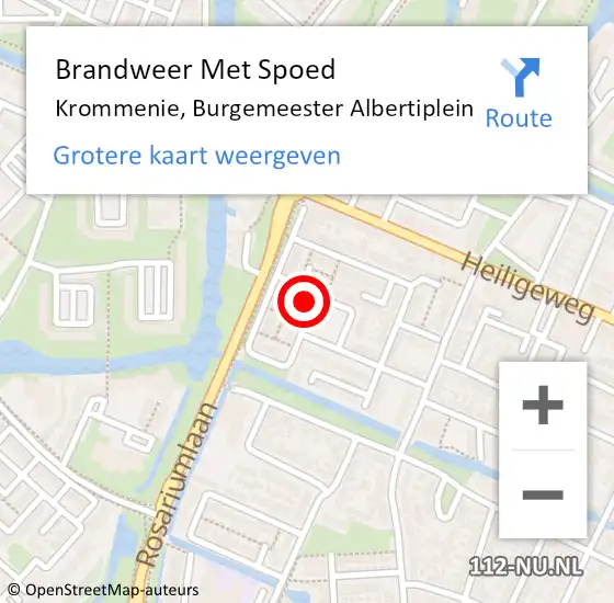 Locatie op kaart van de 112 melding: Brandweer Met Spoed Naar Krommenie, Burgemeester Albertiplein op 7 september 2023 22:21