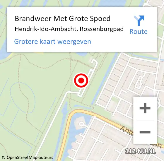 Locatie op kaart van de 112 melding: Brandweer Met Grote Spoed Naar Hendrik-Ido-Ambacht, Rossenburgpad op 7 september 2023 22:29