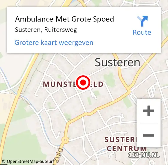 Locatie op kaart van de 112 melding: Ambulance Met Grote Spoed Naar Susteren, Ruitersweg op 7 september 2014 11:59