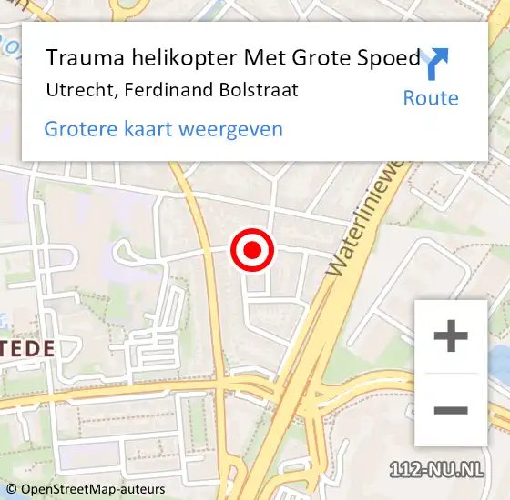 Locatie op kaart van de 112 melding: Trauma helikopter Met Grote Spoed Naar Utrecht, Ferdinand Bolstraat op 7 september 2023 23:28