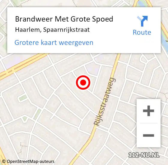 Locatie op kaart van de 112 melding: Brandweer Met Grote Spoed Naar Haarlem, Spaarnrijkstraat op 7 september 2023 23:55