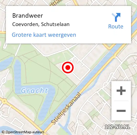 Locatie op kaart van de 112 melding: Brandweer Coevorden, Schutselaan op 7 september 2014 12:05