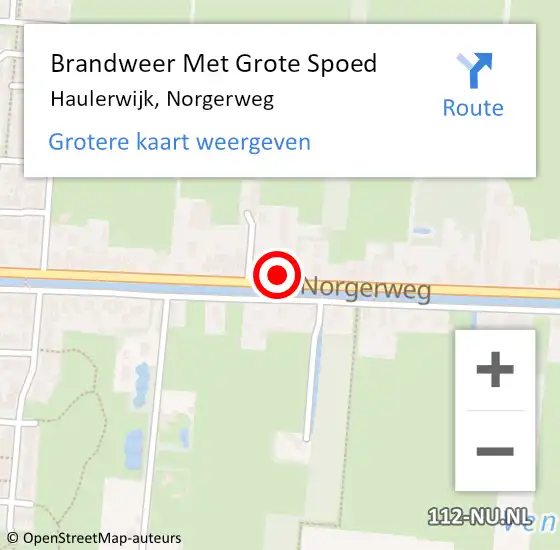 Locatie op kaart van de 112 melding: Brandweer Met Grote Spoed Naar Haulerwijk, Norgerweg op 8 september 2023 01:22