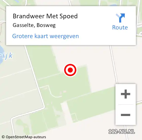 Locatie op kaart van de 112 melding: Brandweer Met Spoed Naar Gasselte, Bosweg op 8 september 2023 02:53