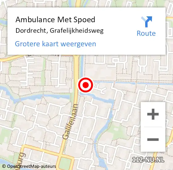 Locatie op kaart van de 112 melding: Ambulance Met Spoed Naar Dordrecht, Grafelijkheidsweg op 8 september 2023 03:06