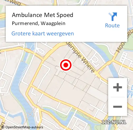 Locatie op kaart van de 112 melding: Ambulance Met Spoed Naar Purmerend, Waagplein op 8 september 2023 03:27