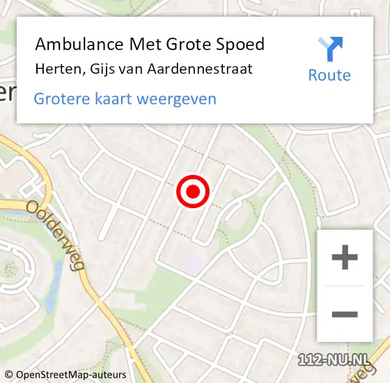 Locatie op kaart van de 112 melding: Ambulance Met Grote Spoed Naar Herten, Gijs van Aardennestraat op 8 september 2023 03:44