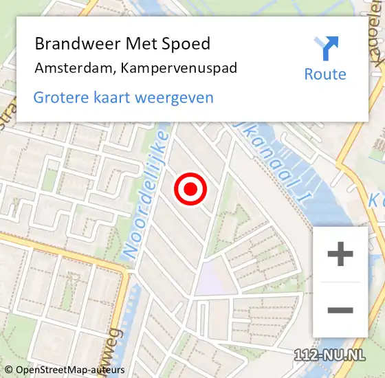 Locatie op kaart van de 112 melding: Brandweer Met Spoed Naar Amsterdam, Kampervenuspad op 8 september 2023 04:28