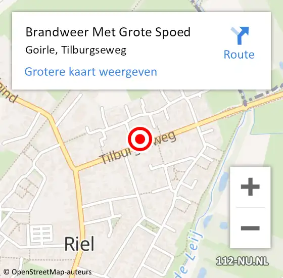 Locatie op kaart van de 112 melding: Brandweer Met Grote Spoed Naar Goirle, Tilburgseweg op 8 september 2023 04:38