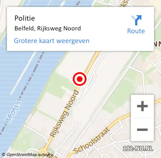 Locatie op kaart van de 112 melding: Politie Belfeld, Rijksweg Noord op 8 september 2023 06:38