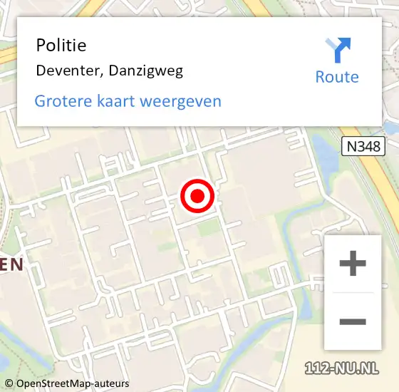 Locatie op kaart van de 112 melding: Politie Deventer, Danzigweg op 8 september 2023 07:47