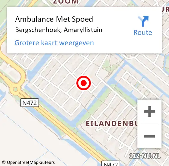 Locatie op kaart van de 112 melding: Ambulance Met Spoed Naar Bergschenhoek, Amaryllistuin op 8 september 2023 08:08