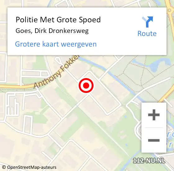 Locatie op kaart van de 112 melding: Politie Met Grote Spoed Naar Goes, Dirk Dronkersweg op 8 september 2023 08:13