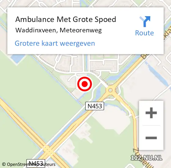 Locatie op kaart van de 112 melding: Ambulance Met Grote Spoed Naar Waddinxveen, Meteorenweg op 8 september 2023 08:28