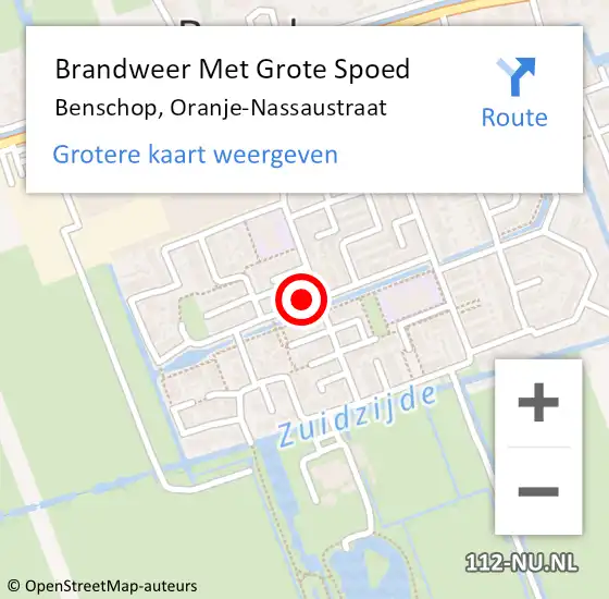 Locatie op kaart van de 112 melding: Brandweer Met Grote Spoed Naar Benschop, Oranje-Nassaustraat op 8 september 2023 08:54