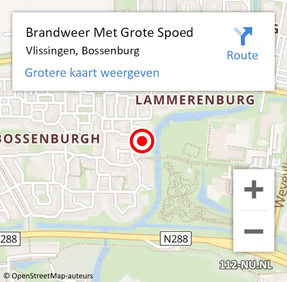 Locatie op kaart van de 112 melding: Brandweer Met Grote Spoed Naar Vlissingen, Bossenburg op 8 september 2023 08:56