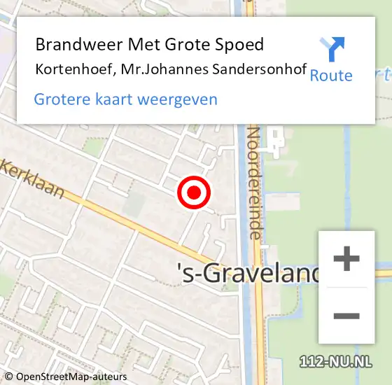 Locatie op kaart van de 112 melding: Brandweer Met Grote Spoed Naar Kortenhoef, Mr.Johannes Sandersonhof op 8 september 2023 08:57